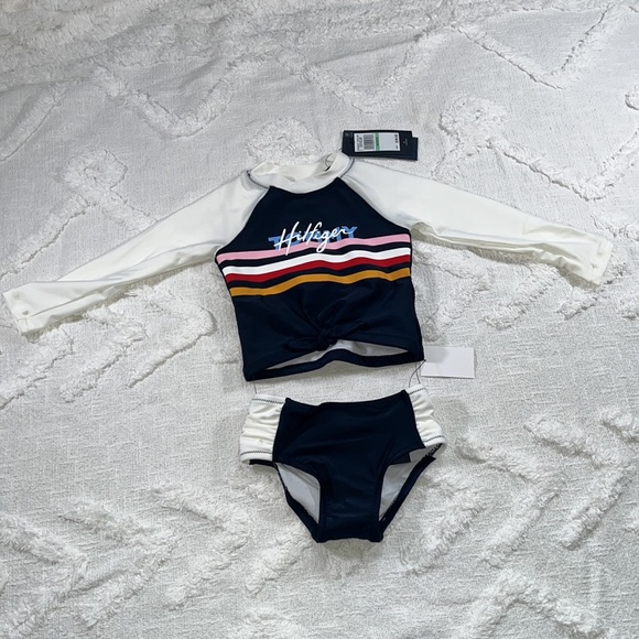 Tommy Hilfiger Baby Girl 2 Piece Rash Guard UV Protection Swim Set 18 Months - Picture 2 of 11